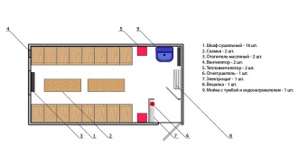 Чертеж Вагон-дом сушилка на 16 человек 6000х2500 мм